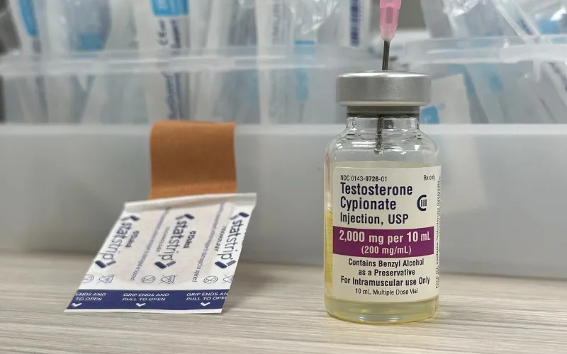 Testosterone supplement in a jar.