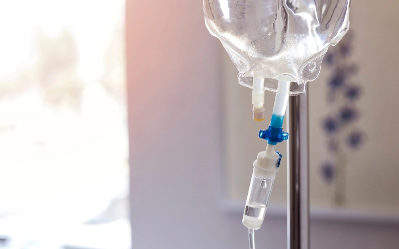 IV hydration therapy bag.