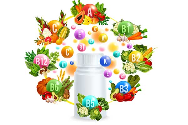 Different types of vitamins.