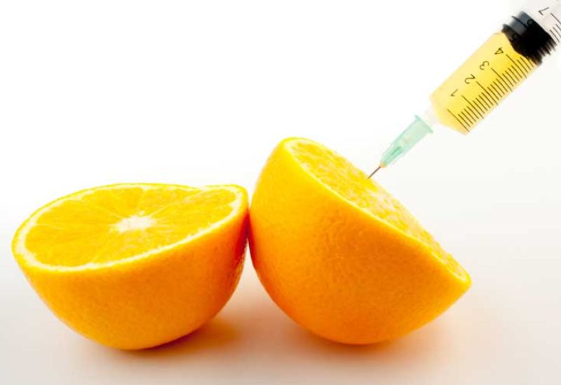 Vitamin C and oranges concept.