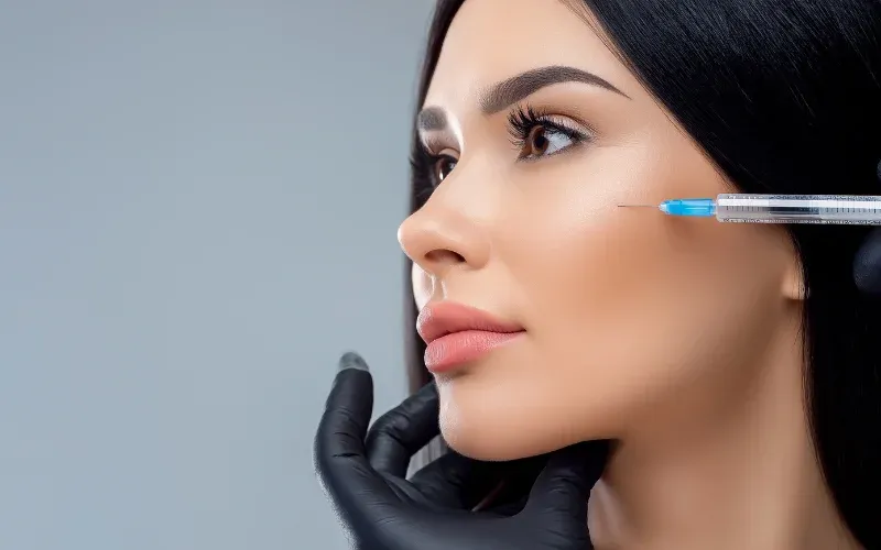 Woman getting neuromodulators injected.